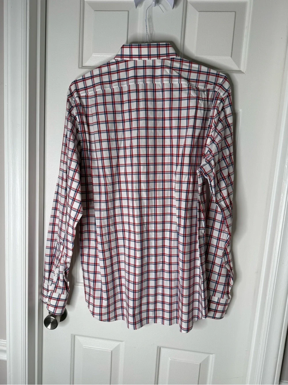 J. Crew White Dress Shirt with Red & Blue Plaid
